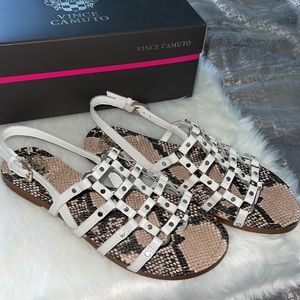 New. Vince Camuto Crisp White Leather Sandals